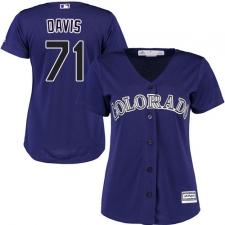 Women's Majestic Colorado Rockies #71 Wade Davis Authentic Purple Alternate 1 Cool Base MLB Jersey