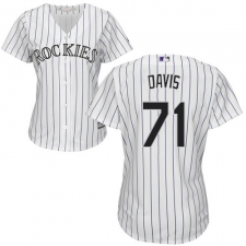 Women's Majestic Colorado Rockies #71 Wade Davis Authentic White Home Cool Base MLB Jersey