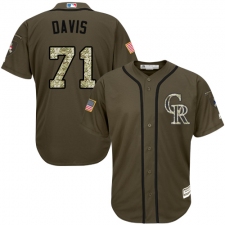 Youth Majestic Colorado Rockies #71 Wade Davis Authentic Green Salute to Service MLB Jersey