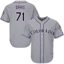 Youth Majestic Colorado Rockies #71 Wade Davis Authentic Grey Road Cool Base MLB Jersey