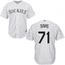 Youth Majestic Colorado Rockies #71 Wade Davis Authentic White Home Cool Base MLB Jersey