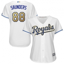 Women's Majestic Kansas City Royals #88 Michael Saunders Replica White Home Cool Base MLB Jersey