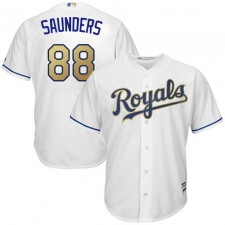 Youth Majestic Kansas City Royals #88 Michael Saunders Replica White Home Cool Base MLB Jersey