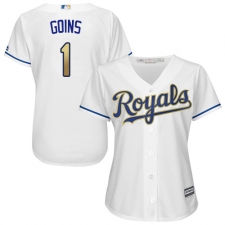 Women's Majestic Kansas City Royals #1 Ryan Goins Replica White Home Cool Base MLB Jersey