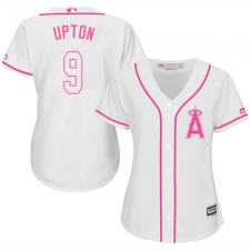 Women's Majestic Los Angeles Angels of Anaheim #9 Justin Upton Authentic White Fashion Cool Base MLB Jersey
