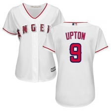 Women's Majestic Los Angeles Angels of Anaheim #9 Justin Upton Authentic White Home Cool Base MLB Jersey