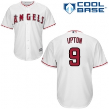 Youth Majestic Los Angeles Angels of Anaheim #9 Justin Upton Authentic White Home Cool Base MLB Jersey