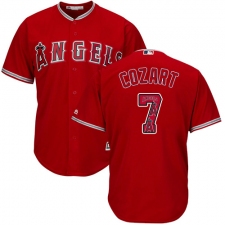 Men's Majestic Los Angeles Angels of Anaheim #7 Zack Cozart Authentic Red Team Logo Fashion Cool Base MLB Jersey