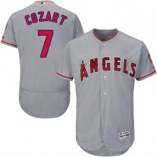 Men's Majestic Los Angeles Angels of Anaheim #7 Zack Cozart Grey Road Flex Base Authentic Collection MLB Jersey