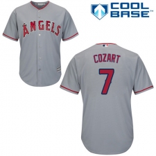 Men's Majestic Los Angeles Angels of Anaheim #7 Zack Cozart Replica Grey Road Cool Base MLB Jersey