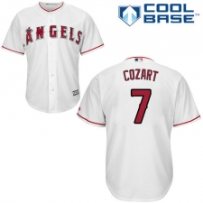 Men's Majestic Los Angeles Angels of Anaheim #7 Zack Cozart Replica White Home Cool Base MLB Jersey