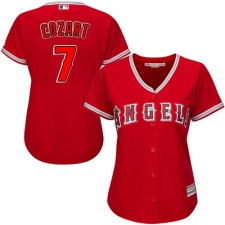 Women's Majestic Los Angeles Angels of Anaheim #7 Zack Cozart Authentic Red Alternate MLB Jersey