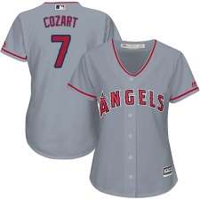 Women's Majestic Los Angeles Angels of Anaheim #7 Zack Cozart Replica Grey Road Cool Base MLB Jersey