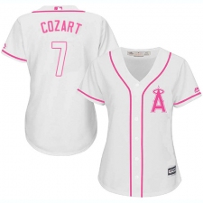 Women's Majestic Los Angeles Angels of Anaheim #7 Zack Cozart Replica White Fashion Cool Base MLB Jersey