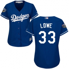 Women's Majestic Los Angeles Dodgers #33 Mark Lowe Authentic Royal Blue Alternate Cool Base 2018 World Series MLB Jersey