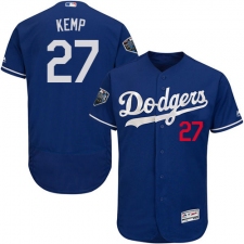 Men's Majestic Los Angeles Dodgers #27 Matt Kemp Royal Blue Alternate Flex Base Authentic Collection 2018 World Series MLB Jersey