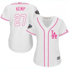 Women's Majestic Los Angeles Dodgers #27 Matt Kemp Authentic White Fashion Cool Base 2018 World Series MLB Jersey