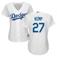 Women's Majestic Los Angeles Dodgers #27 Matt Kemp Replica White Home Cool Base MLB Jersey