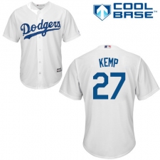 Youth Majestic Los Angeles Dodgers #27 Matt Kemp Replica White Home Cool Base MLB Jersey