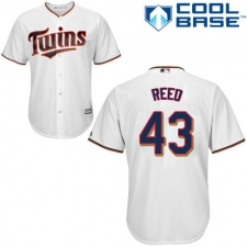 Youth Majestic Minnesota Twins #43 Addison Reed Authentic White Home Cool Base MLB Jersey