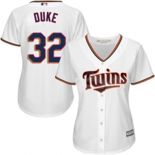 Women's Majestic Minnesota Twins #32 Zach Duke Replica White Home Cool Base MLB Jersey