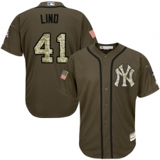 Youth Majestic New York Yankees #41 Adam Lind Replica Green Salute to Service MLB Jersey