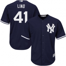 Youth Majestic New York Yankees #41 Adam Lind Replica Navy Blue Alternate MLB Jersey