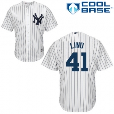 Youth Majestic New York Yankees #41 Adam Lind Replica White Home MLB Jersey