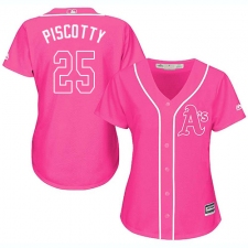 Women's Majestic Oakland Athletics #25 Stephen Piscotty Replica Pink Fashion Cool Base MLB Jersey