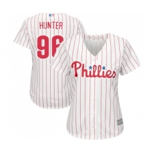 Women's Philadelphia Phillies #96 Tommy Hunter Replica White Red Strip Home Cool Base Baseball Jersey