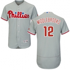 Men's Majestic Philadelphia Phillies #12 Will Middlebrooks Grey Road Flex Base Authentic Collection MLB Jersey