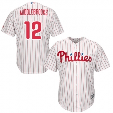 Men's Majestic Philadelphia Phillies #12 Will Middlebrooks Replica White/Red Strip Home Cool Base MLB Jersey