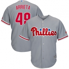 Men's Majestic Philadelphia Phillies #49 Jake Arrieta Replica Grey Road Cool Base MLB Jersey