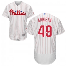 Men's Majestic Philadelphia Phillies #49 Jake Arrieta White Home Flex Base Authentic Collection MLB Jersey