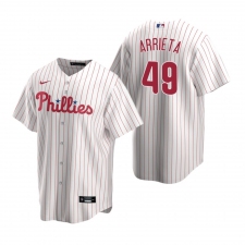 Men's Nike Philadelphia Phillies #49 Jake Arrieta White Home Stitched Baseball Jersey
