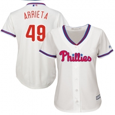 Women's Majestic Philadelphia Phillies #49 Jake Arrieta Authentic Cream Alternate Cool Base MLB Jersey