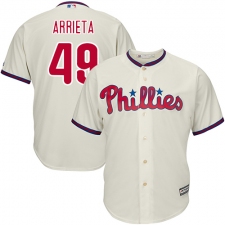 Youth Majestic Philadelphia Phillies #49 Jake Arrieta Authentic Cream Alternate Cool Base MLB Jersey
