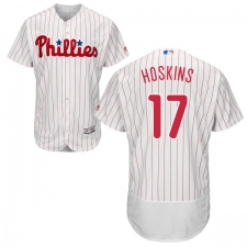 Men's Majestic Philadelphia Phillies #17 Rhys Hoskins White Home Flex Base Authentic Collection MLB Jersey