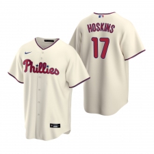 Men's Nike Philadelphia Phillies #17 Rhys Hoskins Cream Alternate Stitched Baseball Jersey