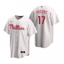 Men's Nike Philadelphia Phillies #17 Rhys Hoskins White Home Stitched Baseball Jersey