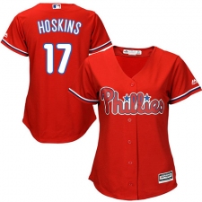 Women's Majestic Philadelphia Phillies #17 Rhys Hoskins Replica Red Alternate Cool Base MLB Jersey