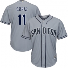 Men's Majestic San Diego Padres #11 Allen Craig Authentic Grey Road Cool Base MLB Jersey