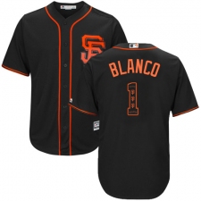 Men's Majestic San Francisco Giants #1 Gregor Blanco Authentic Black Team Logo Fashion Cool Base MLB Jersey