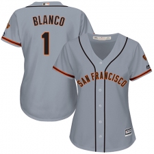 Women's Majestic San Francisco Giants #1 Gregor Blanco Authentic Grey Road Cool Base MLB Jersey