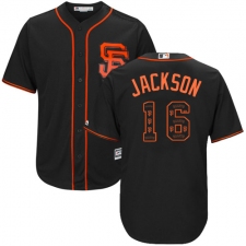 Men's Majestic San Francisco Giants #16 Austin Jackson Authentic Black Team Logo Fashion Cool Base MLB Jersey