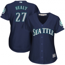 Women's Majestic Seattle Mariners #27 Ryon Healy Authentic Navy Blue Alternate 2 Cool Base MLB Jersey