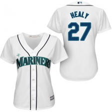 Women's Majestic Seattle Mariners #27 Ryon Healy Authentic White Home Cool Base MLB Jersey