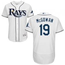 Men's Majestic Tampa Bay Rays #19 Dustin McGowan White Home Flex Base Authentic Collection MLB Jersey