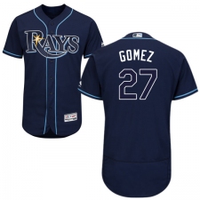 Men's Majestic Tampa Bay Rays #27 Carlos Gomez Navy Blue Alternate Flex Base Authentic Collection MLB Jersey