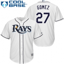 Men's Majestic Tampa Bay Rays #27 Carlos Gomez Replica White Home Cool Base MLB Jersey